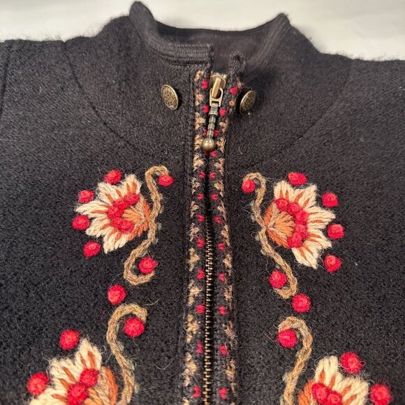 Icelandic Designs Wool Embroidered Jacket Women Floral Cottagecore Full Zip - Picture 4 of 16